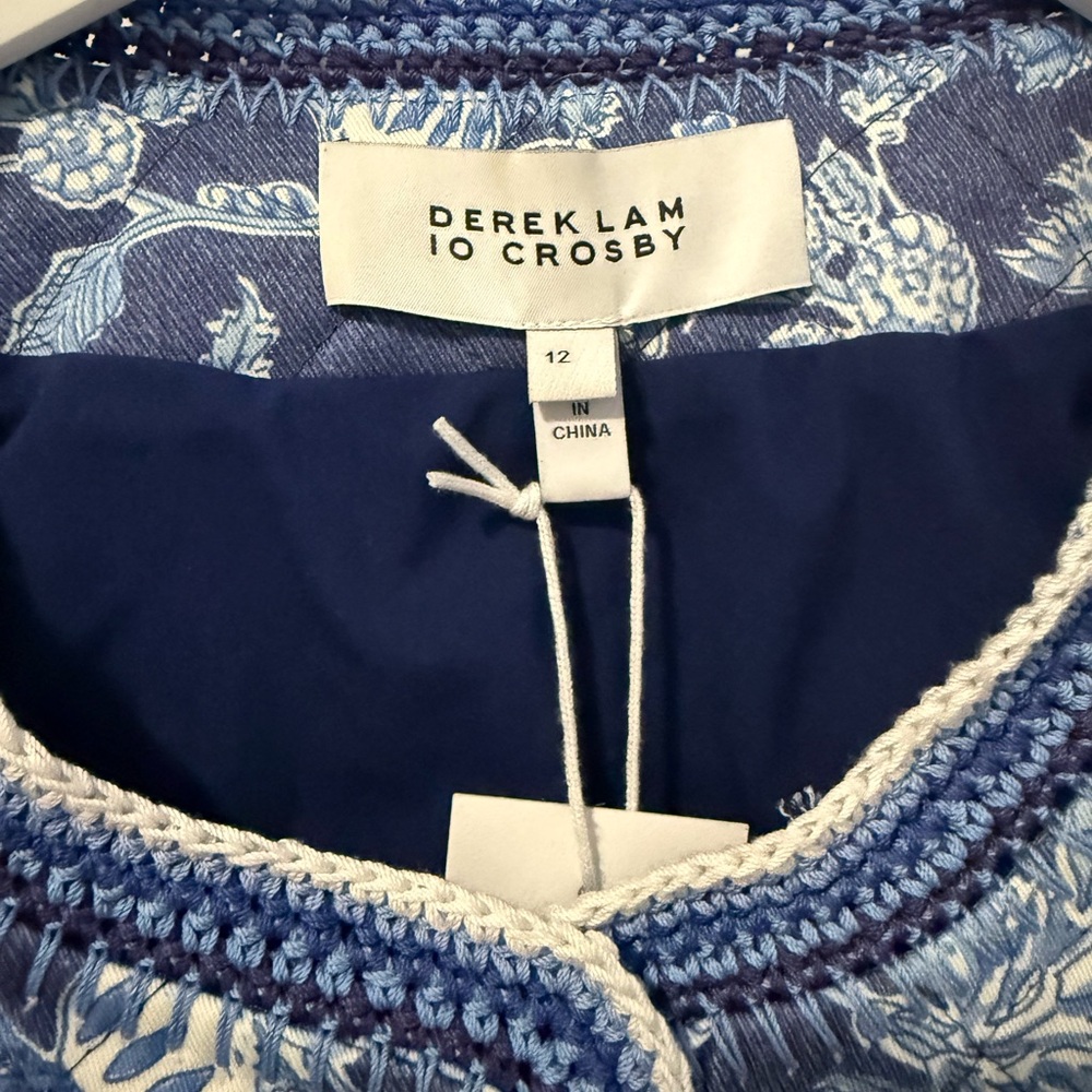 NWT Derek Lam Aster Quilted Jacket Size 12 in Blue Floral Cotton Blend - Picture 3 of 6